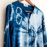 Men's 100% Cotton Indigo Shibori Long Sleeve Shirt