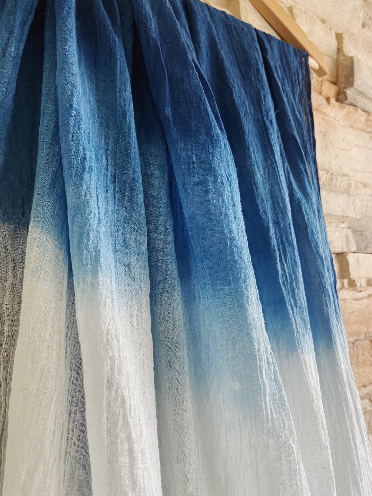 Indigo Shibori Ripples Organic Cotton Wrap Scarf