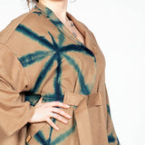 Cashmere Wool Coat with Belt in Itajime Stars