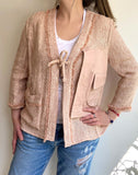 Pink Textured Blazer with Long Sleeves