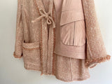 Pink Textured Blazer with Long Sleeves