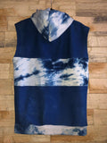 Organic Cotton Patchwork Sleeveless Hoodie in Indigo