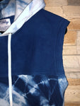 Organic Cotton Patchwork Sleeveless Hoodie in Indigo