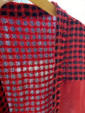 Short Checkered Blazer With Frayed Trims and Leather