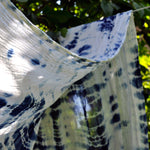 Indigo Shibori Ripples Organic Cotton Wrap Scarf