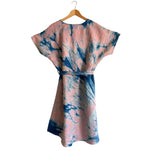 Pink V-Neck Linen Tunic Dress in Arashi