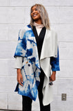 Wraparound Cashmere Wool Indigo Shibori Midi Coat