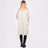 White Sand Wool Coat With Itajime Indigo Shibori