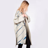 White Sand Wool Coat With Itajime Indigo Shibori